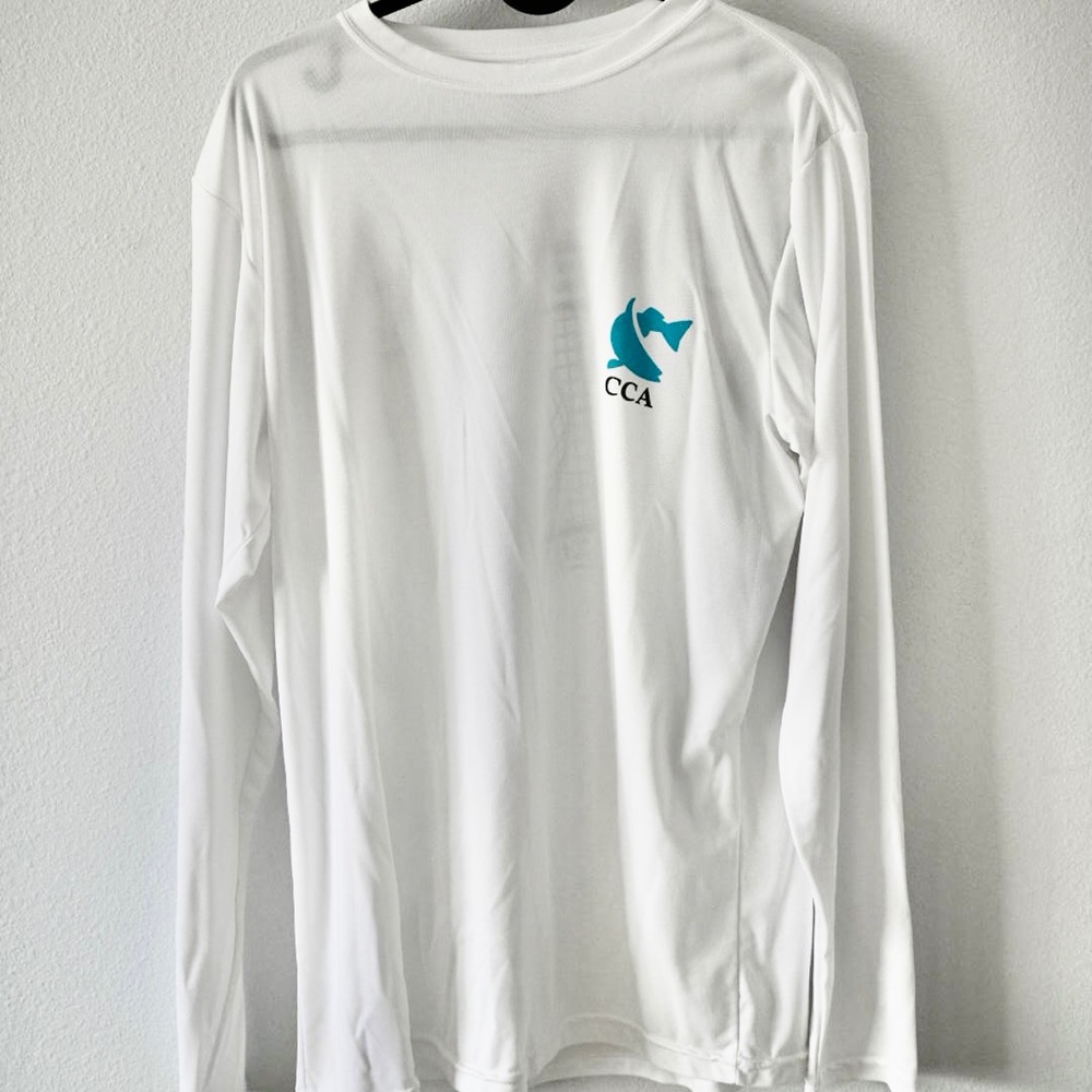 CCA fishing Tshirt long sleeve white small